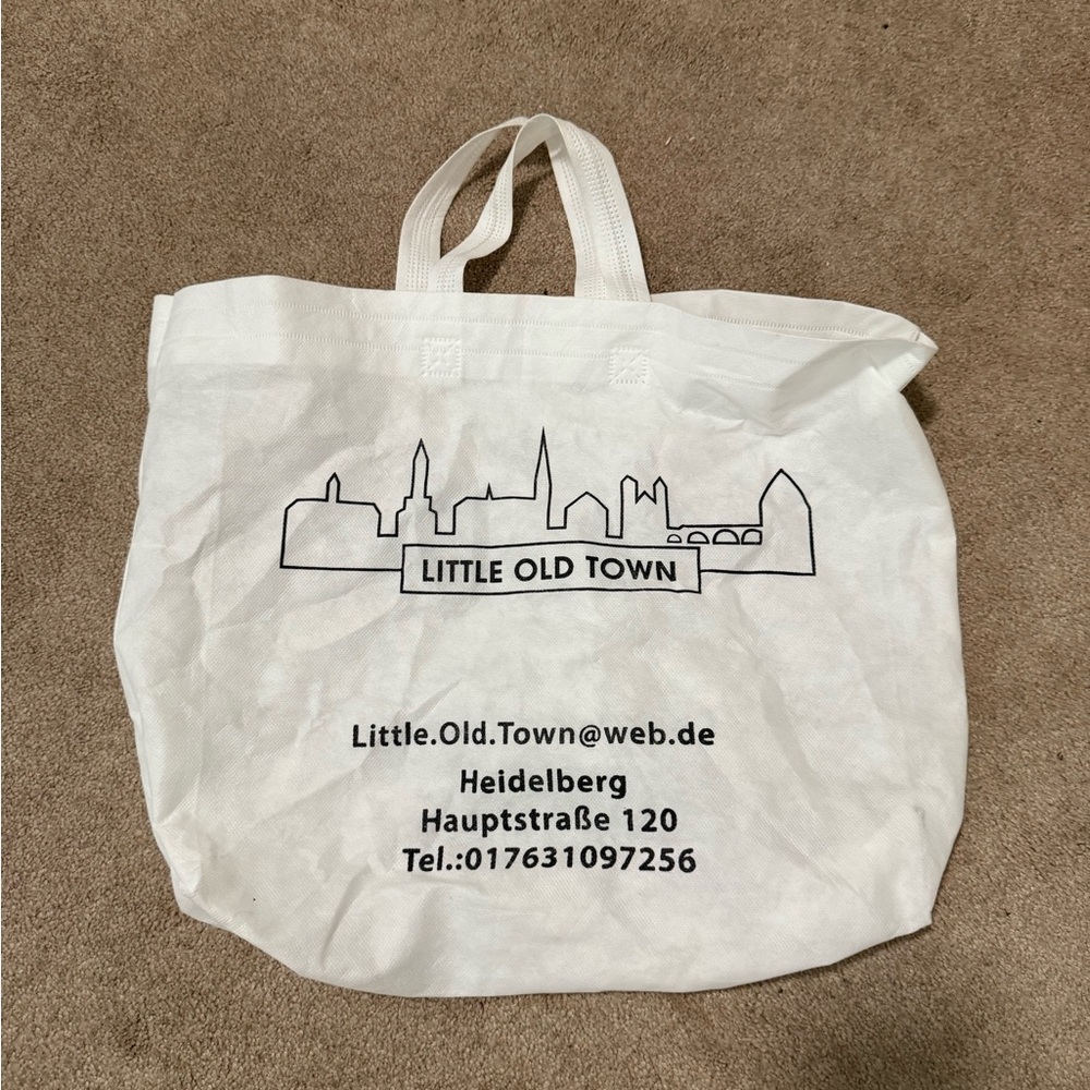 White German, small city Tote Bag with Black Print